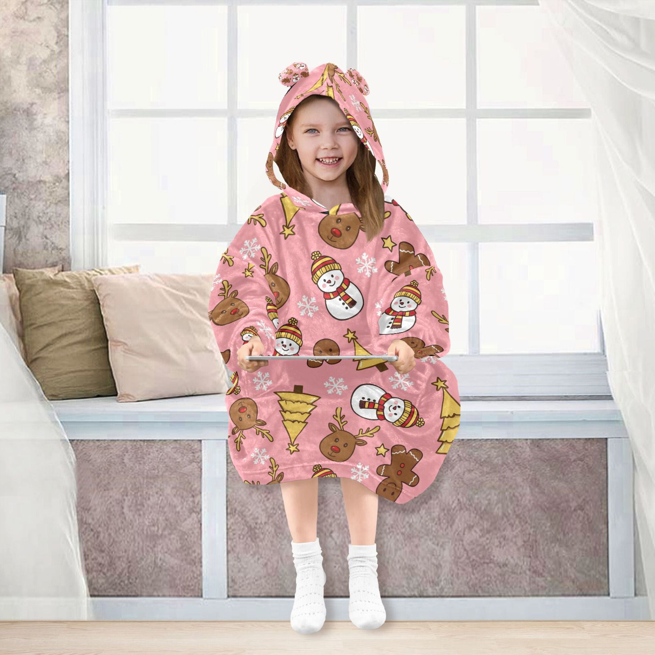 joogoo Wearable Blanket Gingerbread Man Christmas Snowman Hoodie for Oversized Sherpa Hooded 3-14 YR M