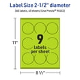 thumbnail image 6 of Avery Printable Round Labels, Bright Green, 2.5" Diameter, 360ct, 6 of 11