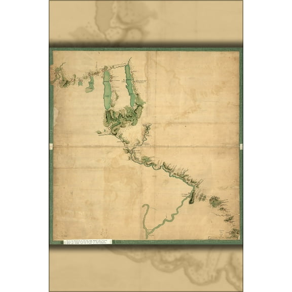 24"x36" Gallery Poster, Map of Gen Sullivan march to Senaca & Cayuga 1779