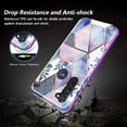 thumbnail image 4 of Moto G Stylus Case, Moto G Pro Case, Rosebono Hybrid Dual-Layered IMD Design Graphic Purple Marble and Flower Anti-Scratch Drop Protection Skin Cover Shockproof Case for Moto G Stylus, 4 of 4