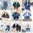 thumbnail image 2 of Conjuntos de ropa para niños Bebés Niños Primavera Otoño Ropa de mezclilla Conjunto lindo de tres piezas Chaleco de vaquero Abrigo Traje para niños Chaqueta + Top + Pantalones 4T (Tag120) Gao Jinjia LED, 2 of 2