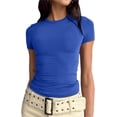 thumbnail image 1 of LAICAIW T-Shirt Court à Manches Courtes pour Femmes, Basique, Ajustement Solide, Col Rond, Sortie, Yoga Décontracté, 1 of 4