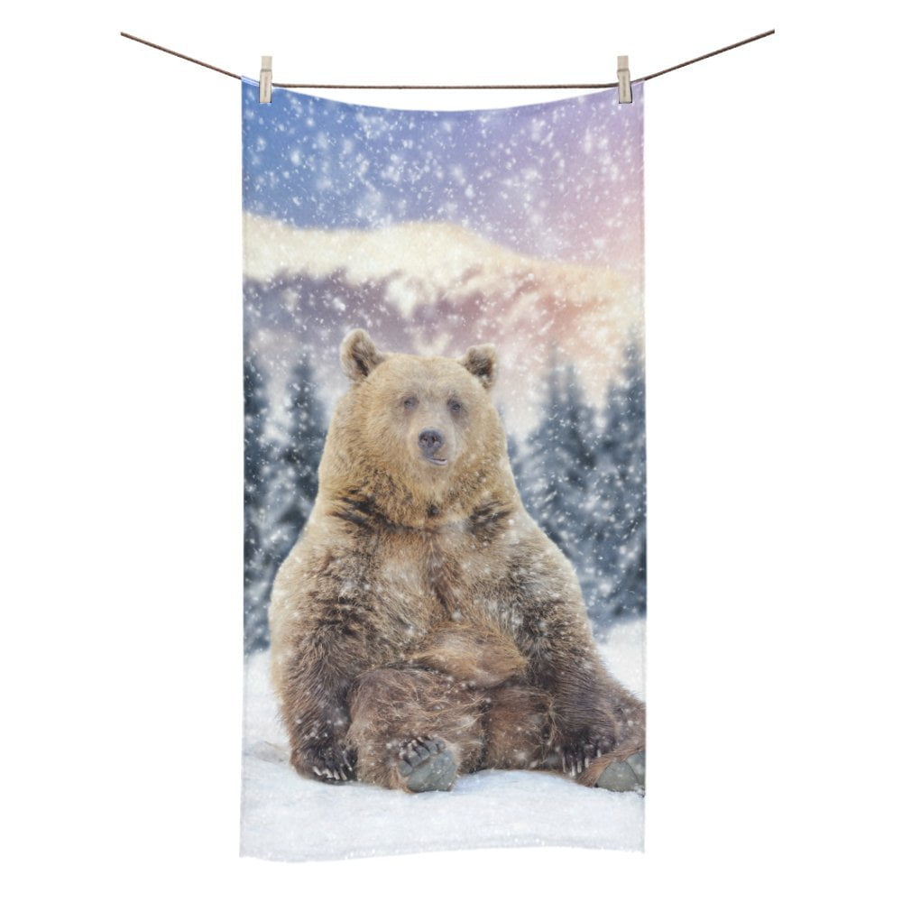 MKHERT Wild Bear In Winter Bath Towel Shower Towel Wash Cloth Face