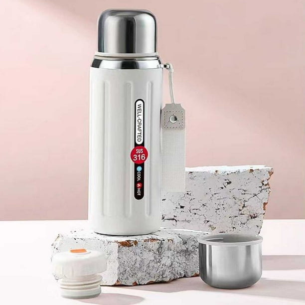 Tetera portátil aislante de acero inoxidable | 316 SS Liner | Botella térmica caliente y fría de 600 ml | Tapa de prensa a prueba de fugas | Gran Capacidad | Blanco, Verde, Rosa, Rojo | Resistente