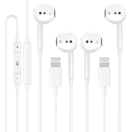 2 Packs Wired Headphones for iPhone Earbuds MFi Certified Built-in Microphone & Volume Control Nosie Reduction Headsets Phone Headphones Compatible with iPhone 14/13/12/11/XR/XS/X/8/7/SE/Pro/Pro Max