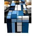 thumbnail image 2 of Blue Black Geometric Cotton Linen Table Runner 16 x 72 inch Modern White Blue Abstract Art Non-slip Rectangular Dining Table Decor for Wedding Party Holiday Dinner, 2 of 8