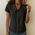 thumbnail image 2 of Summer Sales Womens Summer Tops Going‑Out Button‑Down Short Sleeve Loose‑Fit Casual Blouse Shirts for Women, 2 of 5