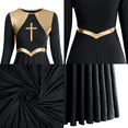 thumbnail image 4 of IDOPIP Women's Liturgical Praise Dance Dress Metallic Cross Lyrical Dancewear Robe Worship Costume, 4 of 7