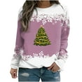 thumbnail image 1 of Chandail en Molleton Chandail à Capuchon T-shirt Imprimé d'Hiver pour Femmes Manches Longues Blouse Col Rond Hauts Décontractés Chandails à Capuchon Mignons en Liquidation, 1 of 3