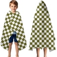 thumbnail image 3 of Olive Green and White Checkerboard Pattern Hooded Bath Towel，50"x30" for Ages 3 To 12 Kids, Quick Dry Lightweight Soft Microfiber Hood Beach Towel Cover Up for Kids, 3 of 7