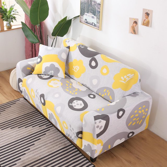 Funda de sofá elástica, fundas de sofá estampadas, fundas de sillón para cojines, sofás, protectores de muebles universales elásticos con 1 funda de almohada, antiarrugas