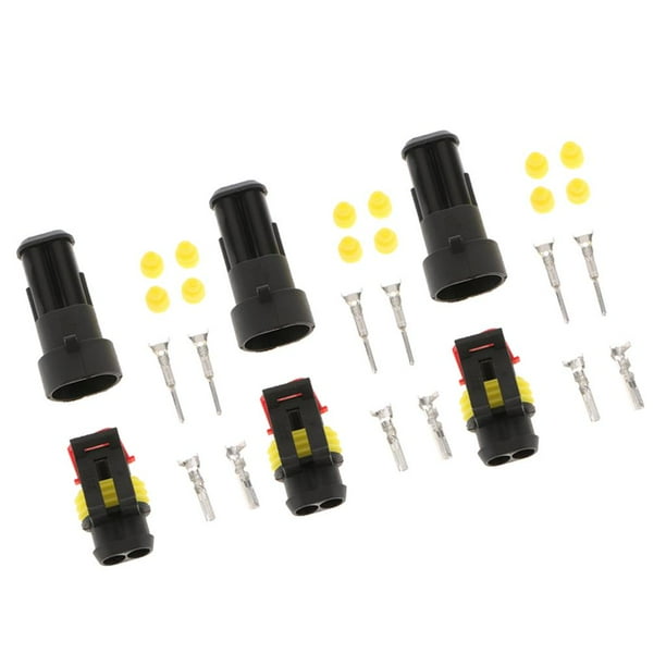 Enchufe de Conector Eléctrico Impermeable para Automóvil con Cable Marino AWG Paquete de 3