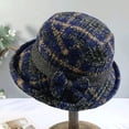 thumbnail image 4 of CoCopeaunts Tweed Bucket Hats for Women Hundred Knot Bow Vintage Check Basin Cap Rolled Edge Foldable Adjustable Bucket Caps, 4 of 8