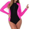 thumbnail image 3 of Maillot de Bain à Manches Longues pour Femmes avec Fermeture Éclair avant et Protection UPF, Combinaison de Surf une Pièce pour la Natation et la Plage, 3 of 8