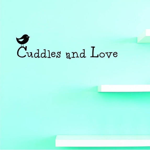 Custom Decals Cuddles And Love Wall Art Size: 16 X 40 Inches Color: Black