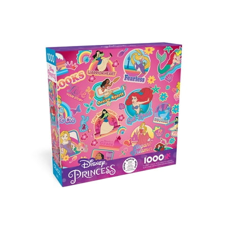 Ceaco 1000-Piece Disney Princess Sticker Collage Interlocking Jigsaw Puzzle for Adults Ages 14+