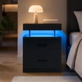 thumbnail image 6 of SAYGOGO Black Nightstand with RGB LED Lights, 2 Fabric Drawers, Modern End Table for Bedroom, Living Room, Office, 6 of 9
