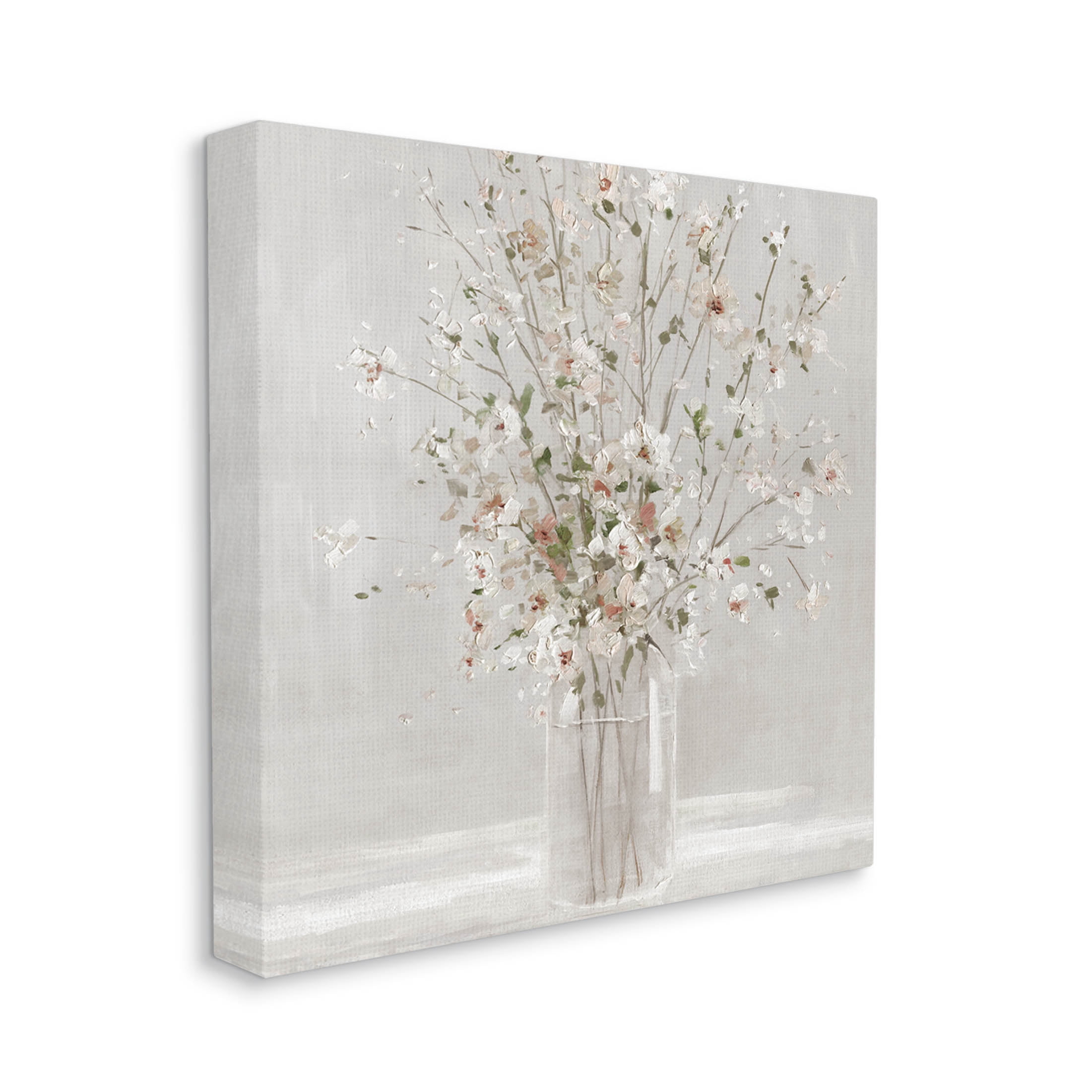 Stupell Industries White Flower Vase Arrangement Painting Gallery Wrapped Canvas Print Wall Art, Design by Sally Swatland