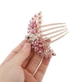 thumbnail image 3 of 1 Pc Women Peacock Style Hair Insert Comb for Straight Thick Wavy Curly Hair Red Alloy Rhinestone, 3 of 3