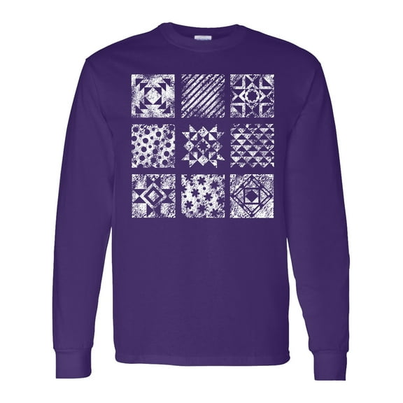 Inktastic Distressed Quilting Squares Long Sleeve T-Shirt