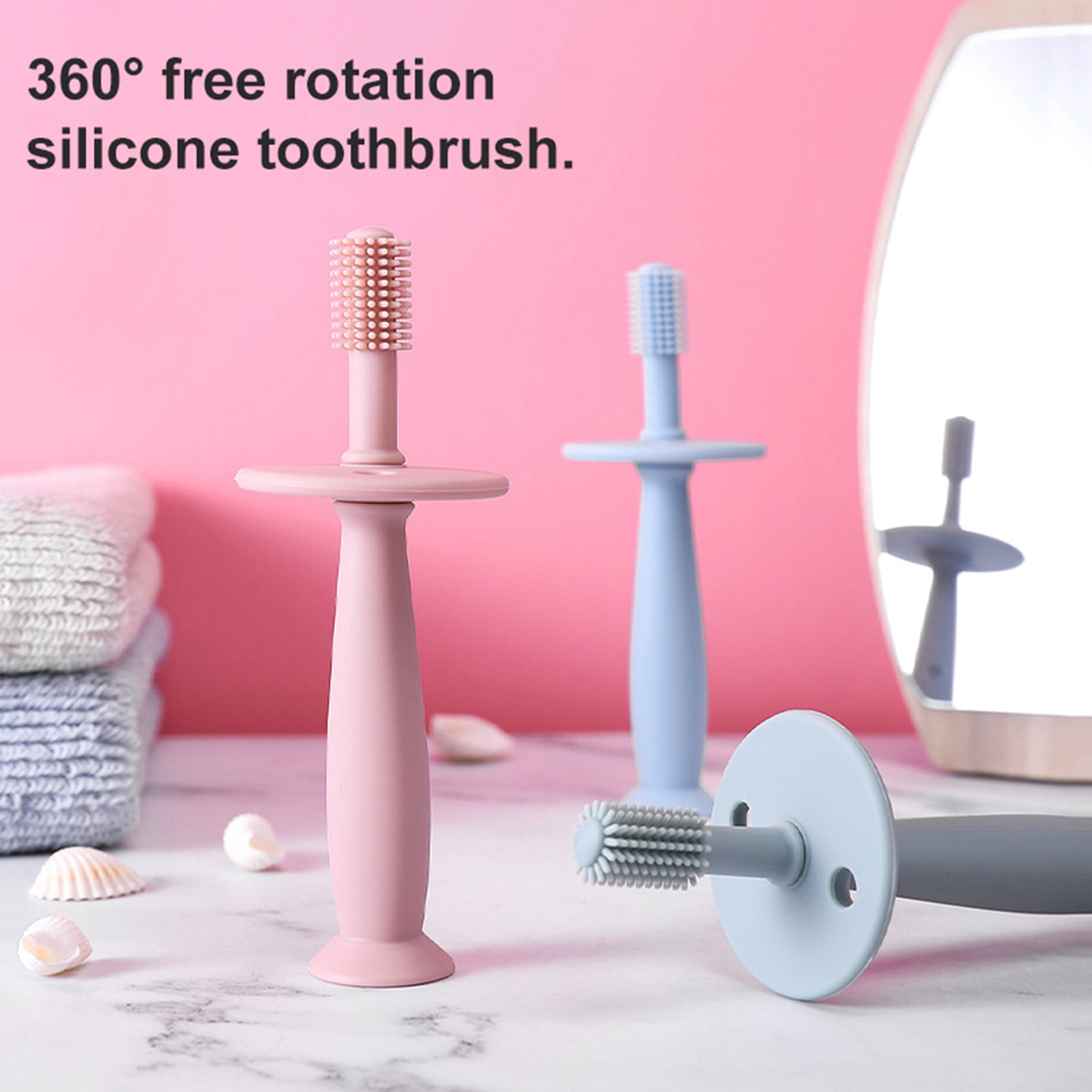 Baiwo Toddler Toothbrush 360 Degree Cleaning Dental Care Healthy Silicone Baby Tongue Brush Toothbrush Infant Supplies