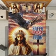 thumbnail image 3 of Lotusprinthandmade America Flag Eagle Jesus Quilt Bedding Set (White Binding) 5 Sizes (Made in Vietnam) (90x100), Jesus Christian Quilt Bedding Set, 3 of 5