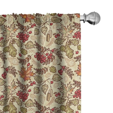 Ambesonne Rowan Curtains, Fall Themed Mixed Pattern, Pair of 28"x84", Multicolor