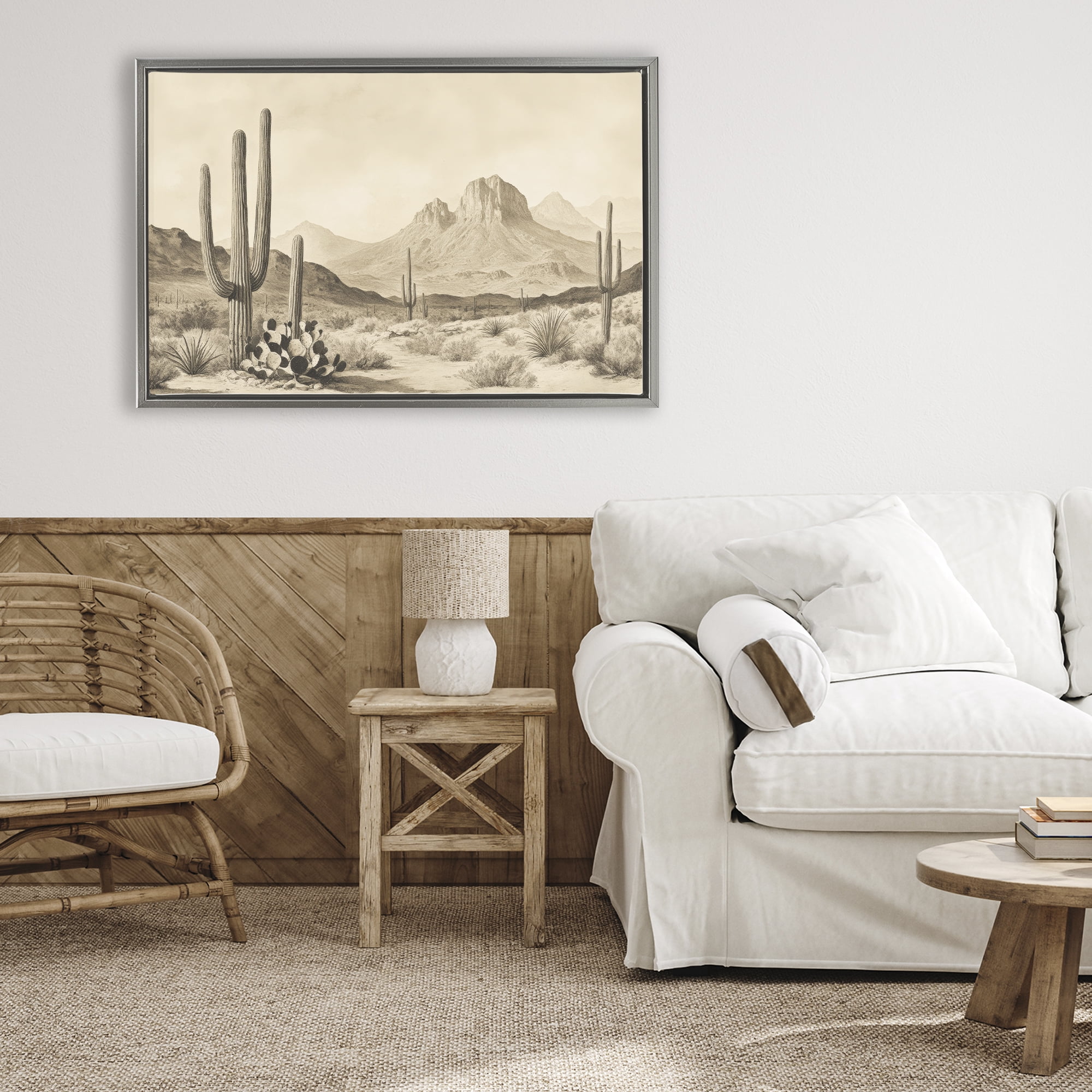 Stupell Industries Arizona Desert Vista Gray Framed Floater Canvas Wall Art, design by Petal Prints Design