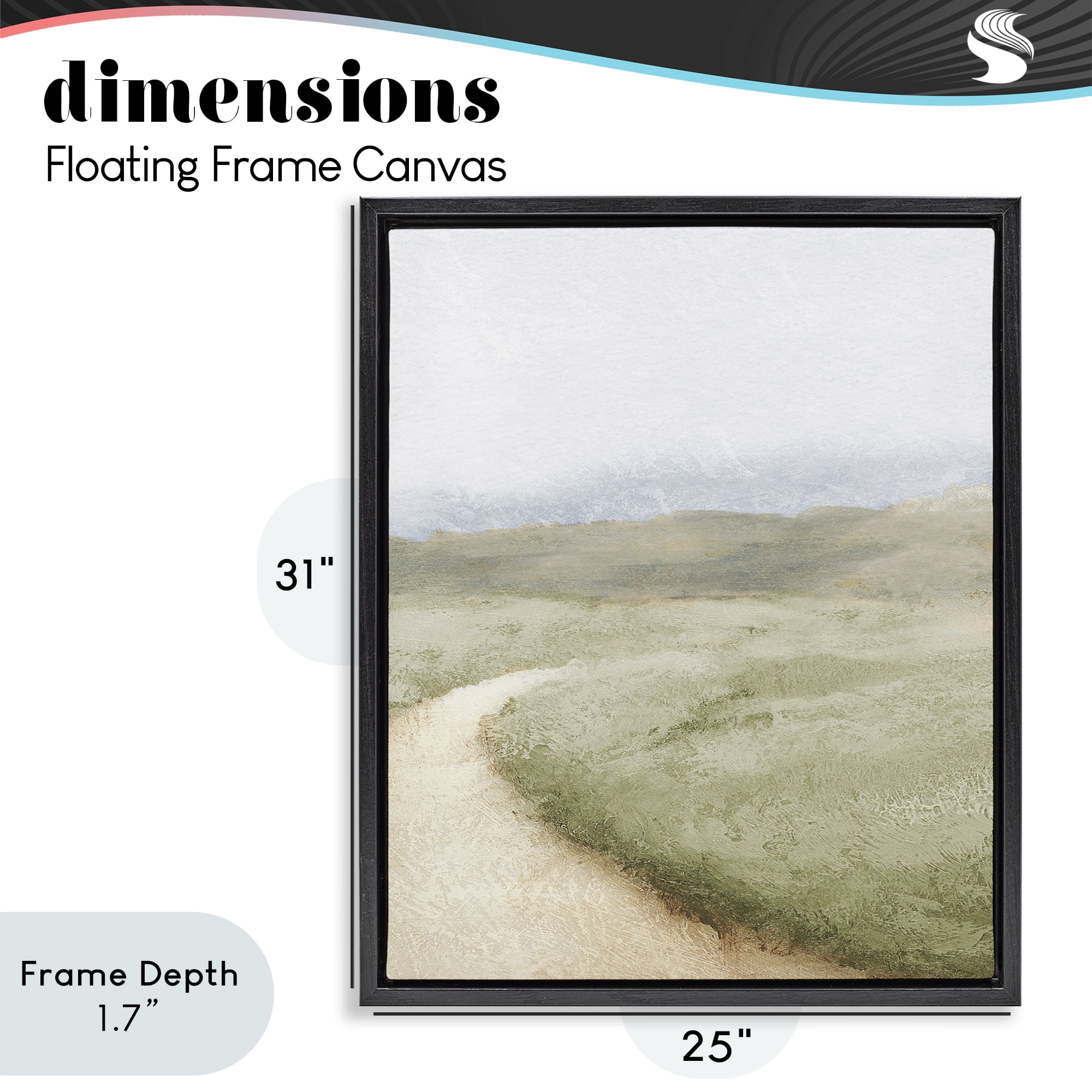 Stupell Industries Green Pasture Quiet Landscape Black Framed Floater Canvas Wall Art, design by Michael Marcon
