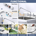 thumbnail image 5 of Chrome Commercial Kitchen Faucet 2-Handle Mixer 14 inch Swivel Spout Wall Mount, 5 of 12