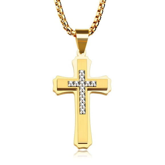 Collar OLEVS Gold Diamond Cross para mujer de acero inoxidable