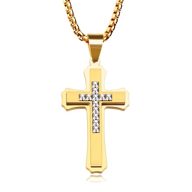 Collar OLEVS Gold Diamond Cross para mujer de acero inoxidable