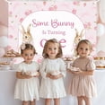 thumbnail image 5 of Some Bunny is One Backdrop Pink Bow Rabbit 1st Birthday Backdrop Banner Cute Animal Photography Background for Girls First Birthday Party Supplies 7x5ft, 5 of 7