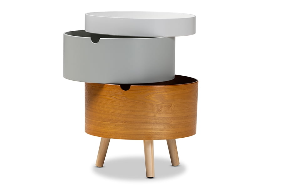 Baxton Studio Elison Mid-Century Modern Multi Color 3-Tier Wood End Table