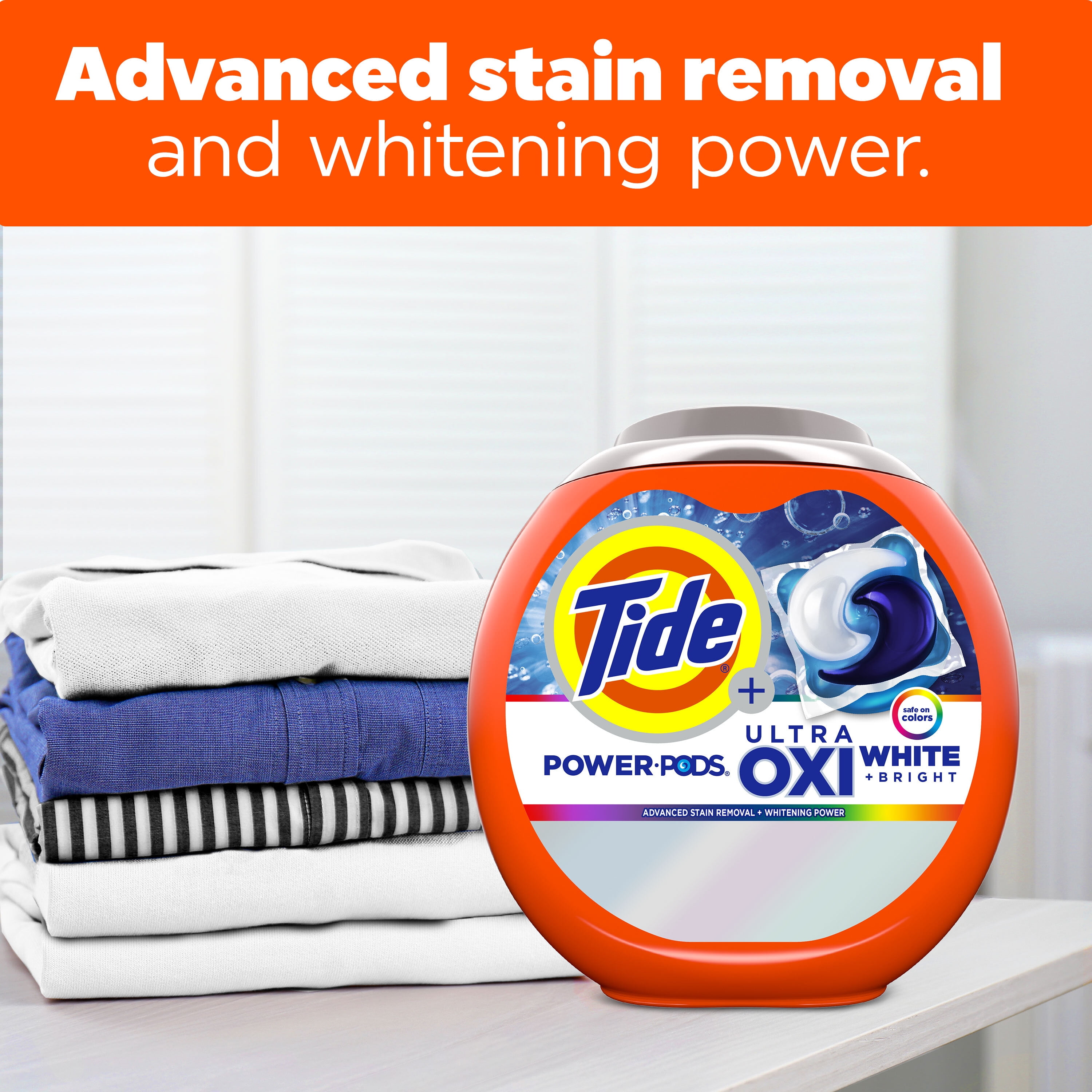 Tide Power PODS White Laundry Detergent Pacs, Brilliant Whitening + Color Protect, 25 Count