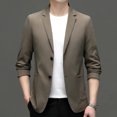thumbnail image 2 of Traje de ocio para hombre, primavera y verano, sin planchado, informal, de negocios, coreano, abrigo para jóvenes de mediana edad, drapeado, genuino, parte superior fina, 2 of 5