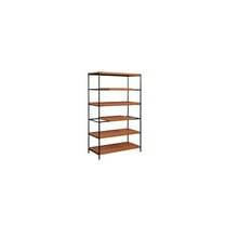 HomeRoots 70" Brown and Black Metal Six Tier Etagere Bookcase