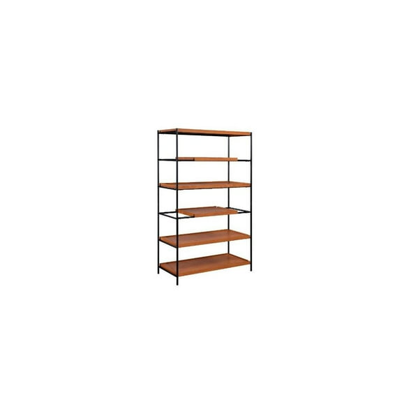 HomeRoots 70" Brown and Black Metal Six Tier Etagere Bookcase
