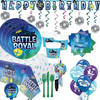 Battle Royal Video Game Birthday Party Supplies For16,  Plates, Cups, Napkins, Paper Tablecover, Swirls, Banner, Cutlery, Candle, Balloons, Age Banner