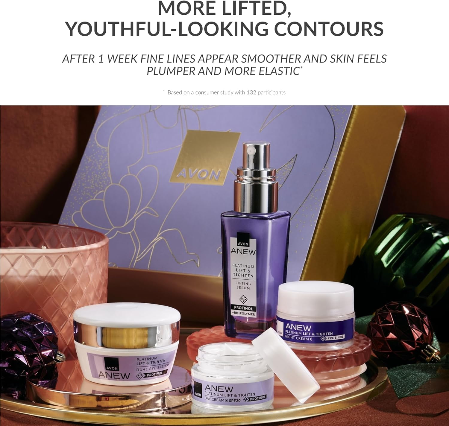 Avon Anew Platinum Lift & Tighten Serum 30ml, Lifts, Smooths and Contours, Dual Collagen Boost, Strengthens the look of Skin's Surface, Cruelty Free