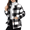 Black, variant on Women’s Plaid Sherpa Coat Winter Long Sleeve Lapel Collar Loose Fit Grid Pattern Casual Outerwear S-2XL