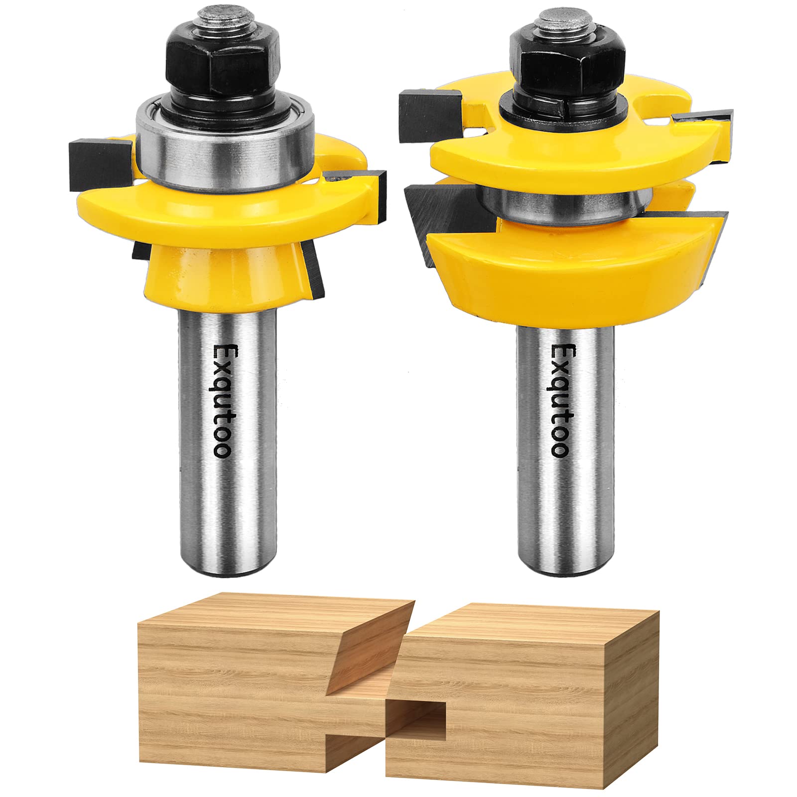 1/2Inch Shank 2 Set Bevel Shaker Rail and Stile Router Bits, Rail and