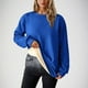 thumbnail image 3 of Qucoqpe - Camiseta de manga larga con cuello redondo para mujer, sudadera cálida de invierno con forro polar, blusa informal de color liso, blusas, tops, azul, talla 3XL, 3 of 8