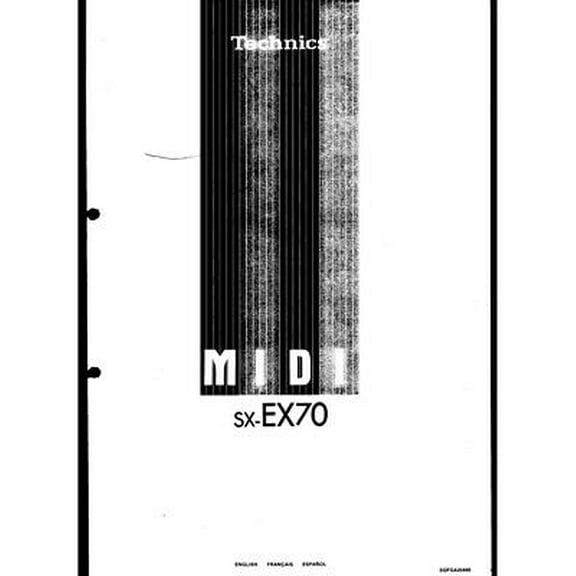 Instruction Manual ONLY for Technics SX-EX70 Electronic Organ Owners Instruction Manual REPRINT