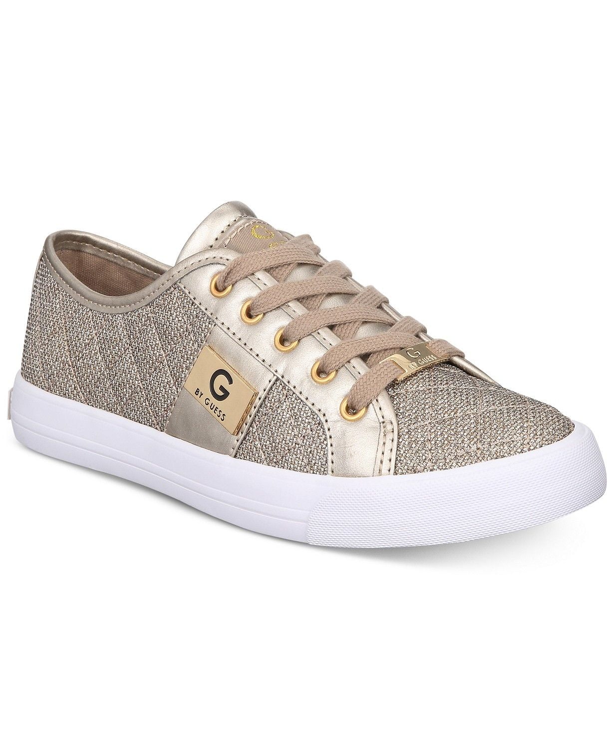 Leeds Optimistisch Reproduceren G by Guess Women's Lace Up Leather Quilted Fabric Glitter Sneakers Shoes  Gold (6) - Walmart.com