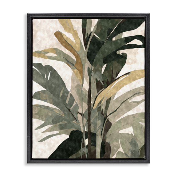 Stupell Industries Eclectic Palm Plant Abstraction Black Floating Frame Canvas Art, 17 x 21, by Ziwei Li