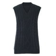 thumbnail image 5 of Aboser Womens Fisherman Sweater Vests Oversized Cable Knit Pullover Gilet Cozy Sleeveless Knitted Vest Tops Casual Soft V Neck Waistcoat Dark Blue L, 5 of 8
