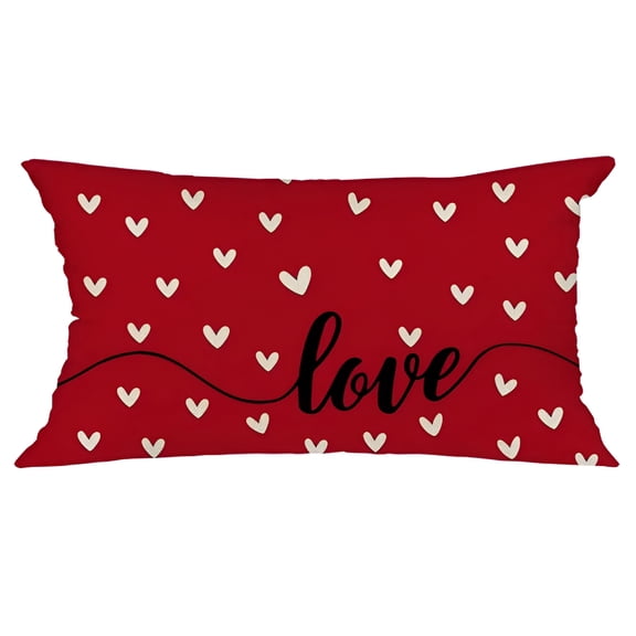 AUQ Throw Pillow Covers Love Heart Throw Pillow Case Valentine’s Day Pillowcase Valentine Decoration Flax Decorative Cushion Cover for Car Couch Sofa Home Decor 12x20 Inch