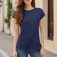 thumbnail image 2 of Endives Women's Short Sleeve T Shirts Casual Solid Color Tops Basic Loose Crew Neck Pullover Tee, 2 of 8