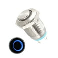 thumbnail image 5 of Interruptor de botón metálico momentáneo Uxcell Cabeza alta 12mm Diámetro de montaje 1NO Luz LED azul 24V, 5 of 5